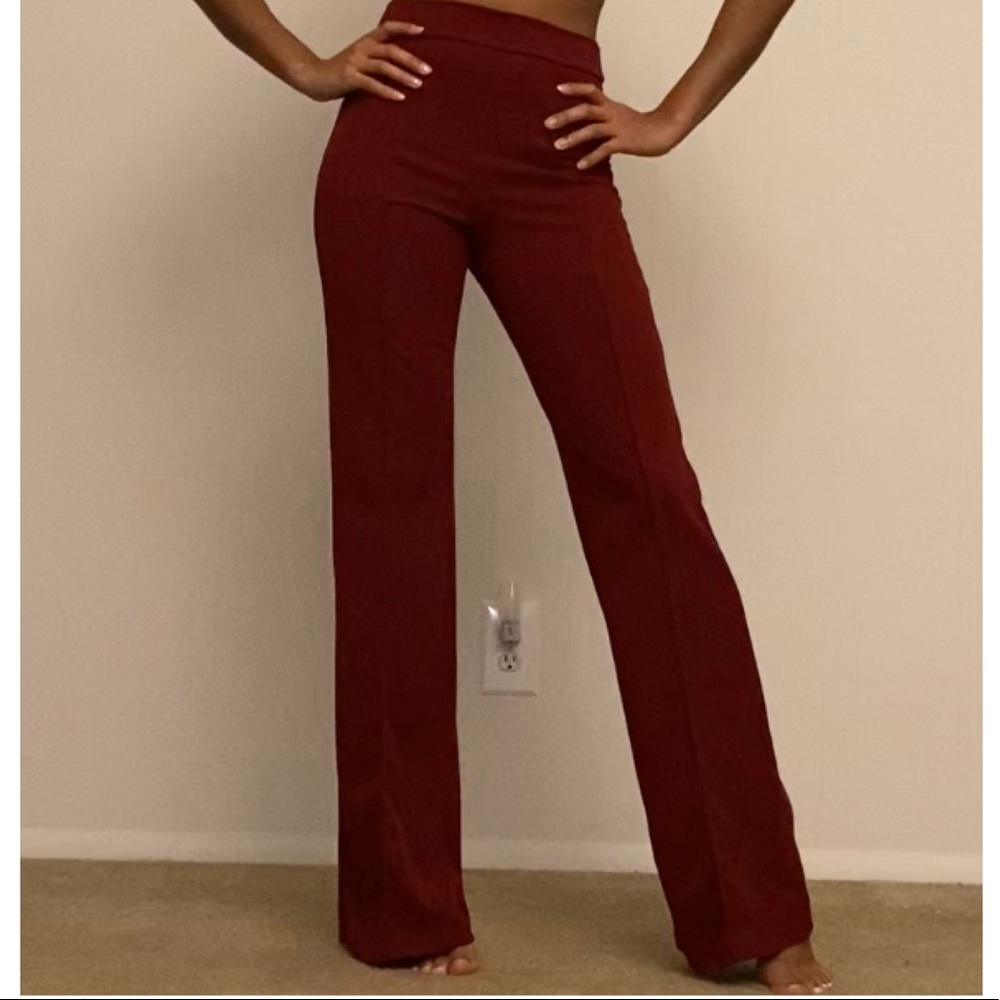 Burgundy Wide Leg Trousers ♥️